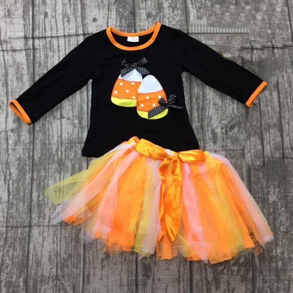 Boutique Candy Corn Girls Tutu Halloween Outfit